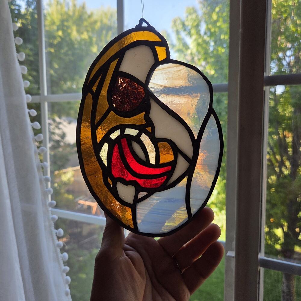 Holy Family Jesus Mary Baby Jesus Stained Glass Suncatcher Lead Handcrafted
